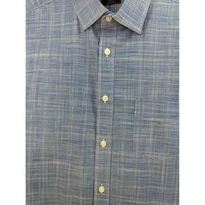 UNTUCKit Mens Blue Glen Plaid Cotton Button Down Shirt LS Contrast Cuff Size M